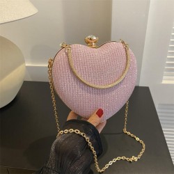 Factory Stock Women'S Pop Heart Luxury Handbag Purse Evening Party Candy-Colored Chain Shoulder Bag